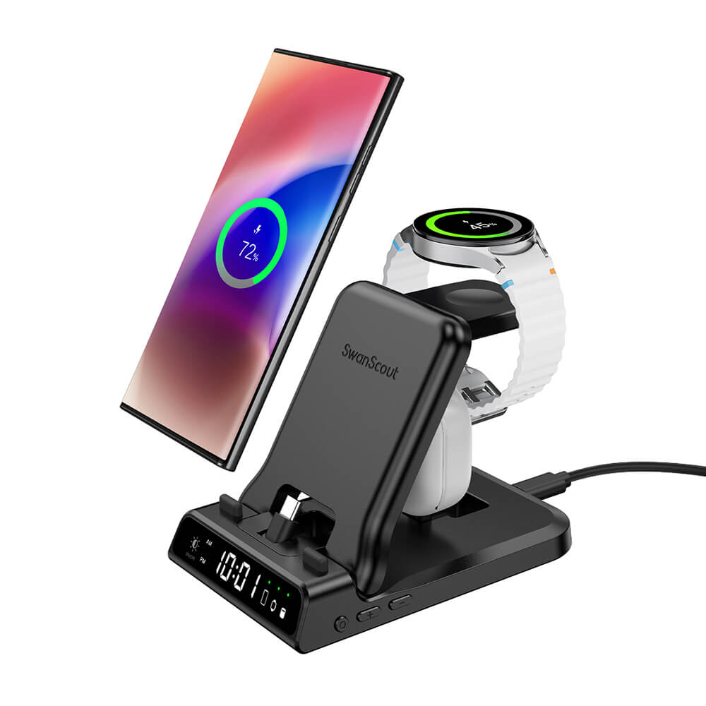 SwanScout 701S - Wired Fast Charger for Samsung with Clock