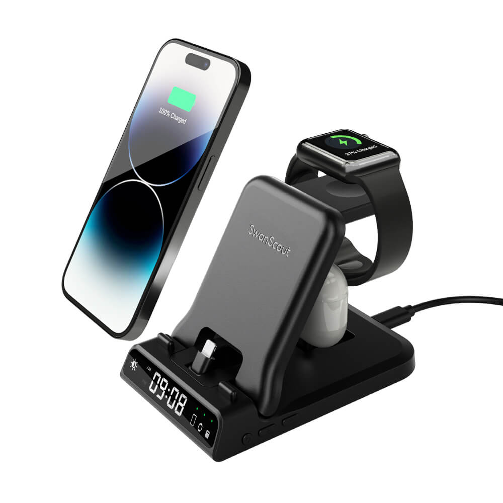 SwanScout 701A - Wired Fast Charger for Apple with Clock