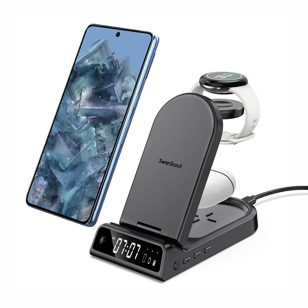 SwanScout 702G - Wireless Charging Station for Google with Clock